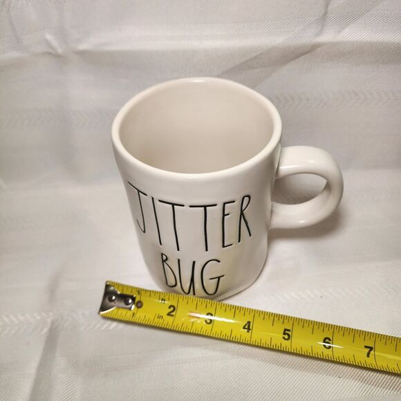 Rae Dunn by Magenta Mug JITTER BUG Coffee Tea Farmhouse Decor Dimple White Cup - Picture 15 of 16